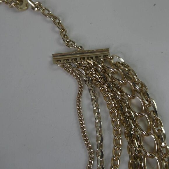 Vintage Western Germany Gold Tone Chain Necklace Multi Strand Layered Statement - Picture 6 of 9